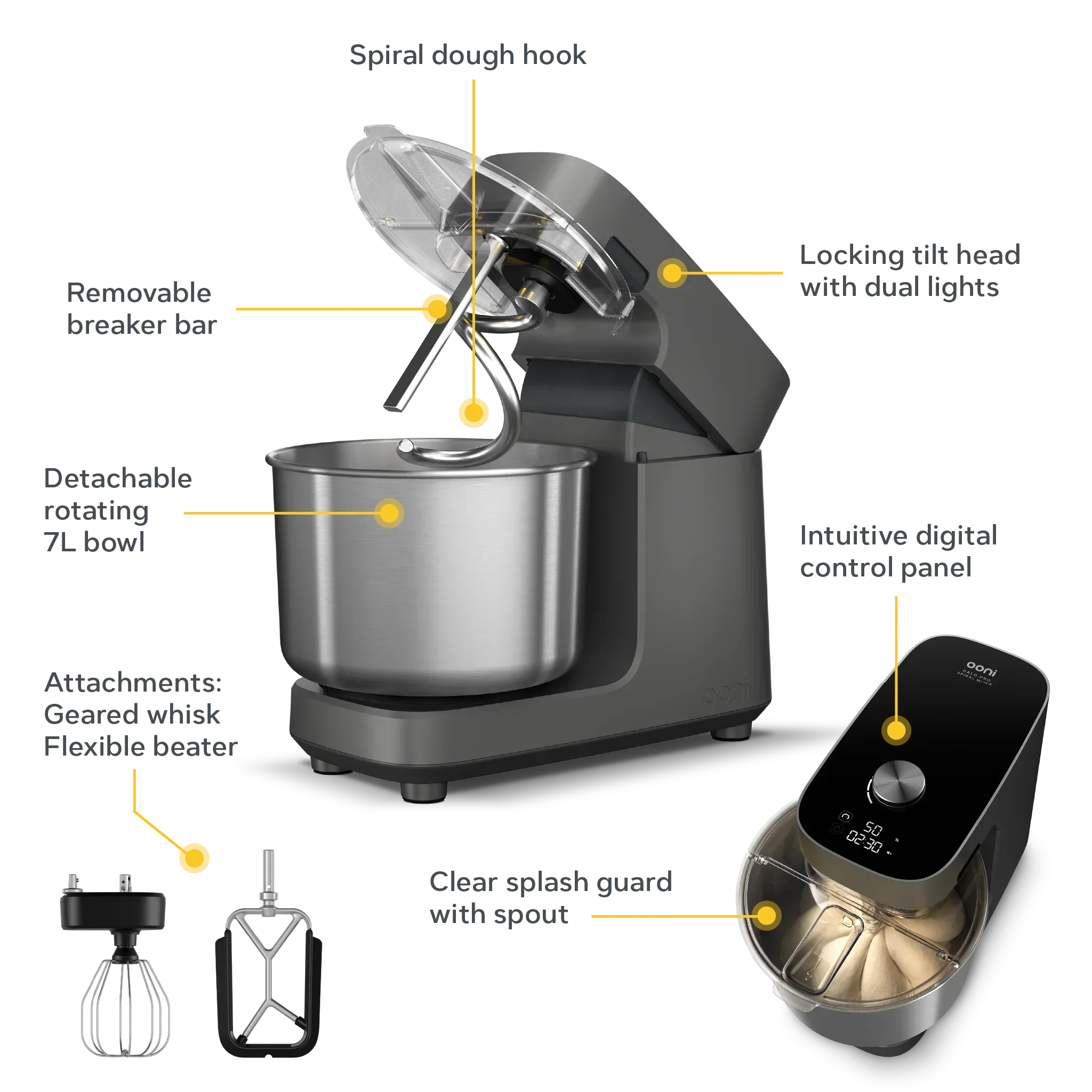 Ooni Halo Pro Spiral Mixer - Charcoal Grey