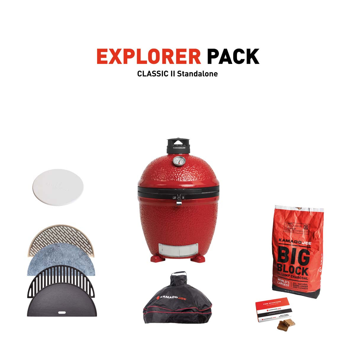 Kamado Joe Classic II Stand Alone Charcoal Grill With Explorer Pack