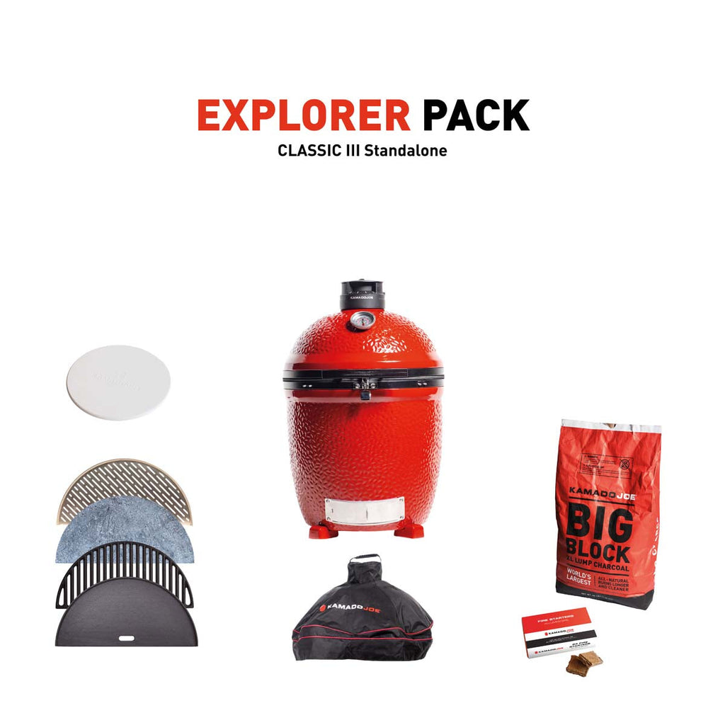 Kamado Joe Classic III Stand Alone Charcoal Grill With Explorer Pack